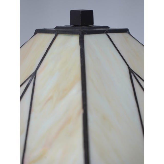 Mission 1980s Mission Arts & Crafts Style Floor Lamp W. Art Glass Shade For Sale - Image 3 of 12