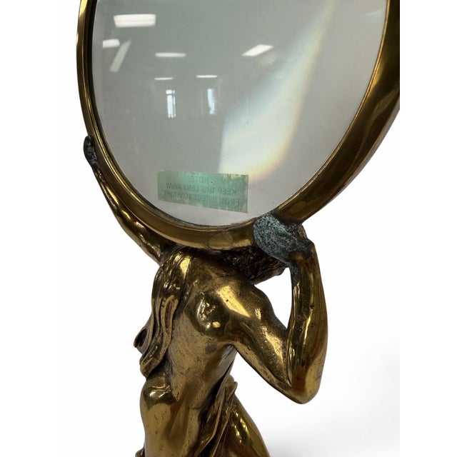 Vintage Maitland-Smith Bronze Greek God Atlas Desk Magnifying Glass Stand For Sale In West Palm - Image 6 of 8