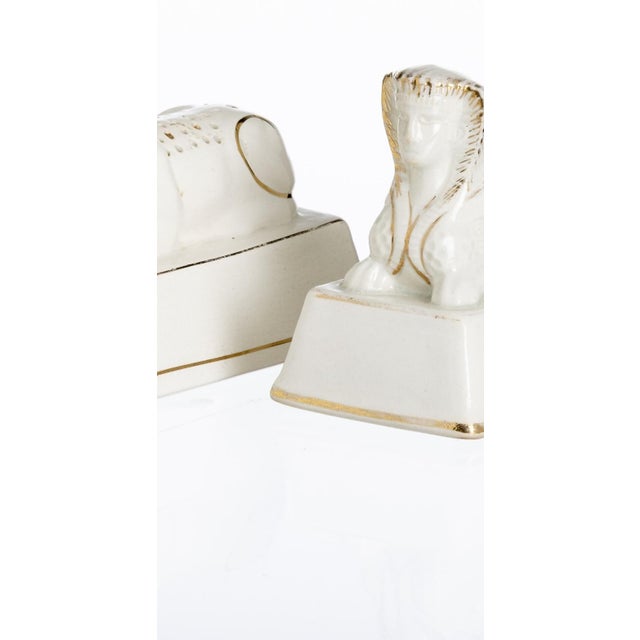 Ceramic Earthenware Toothpick Holders Shaped Like Sphinxes in Sacavém, Set of 2 For Sale - Image 7 of 8