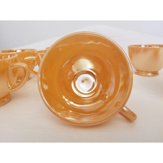 Vintage Mid-Century Fire-King Anchor Hocking Tom and Jerry Peach Lustre Cups. Set of 8. For Sale In Baltimore - Image 6 of 11