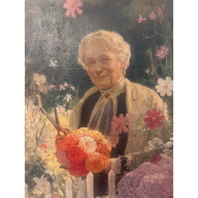 Impressionist Mother in the Garden Painting by John Newton Howitt For Sale - Image 3 of 12