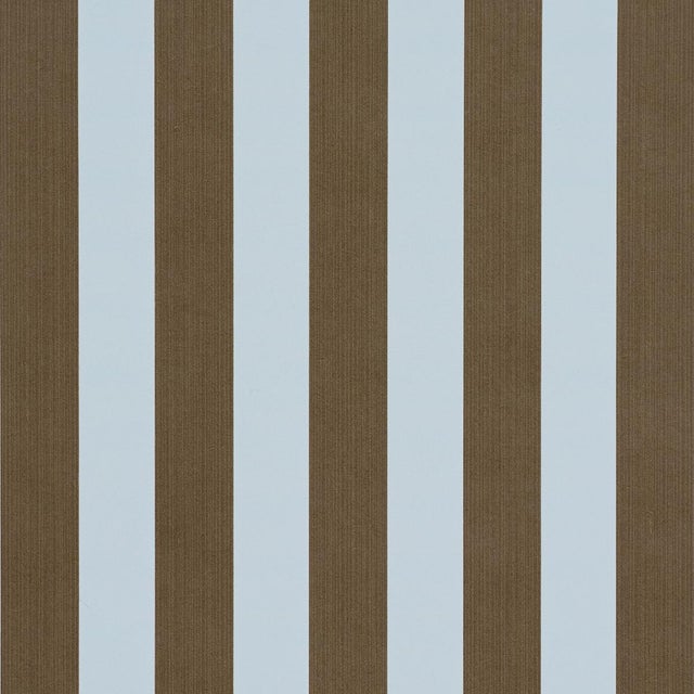 Not Yet Made - Made To Order Sample - Schumacher Edwin Stripe Medium Wallcovering In Brown & Sky For Sale - Image 5 of 5