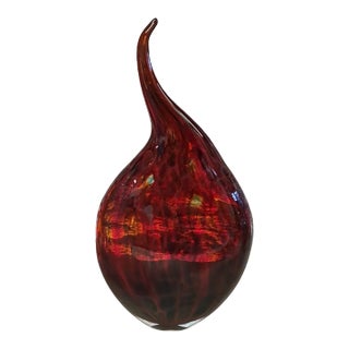Murano Glass Murrine Vase | Red Mosaic Technique, Handmade in Italy For Sale