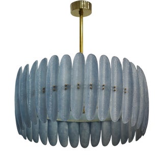 Mid-Century Murano Art Glass and Brass Chandelier and Pendant For Sale