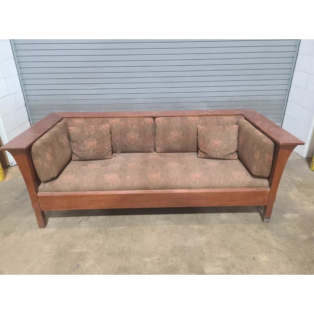 Store Item: Stickley Oak Mission Arts & Craft Prairie Sofa Description: Handcrafted Stickley Oak Mission Arts& Craft...