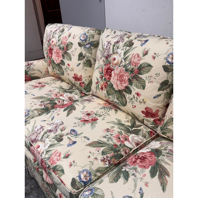 2010s Shabby Chic Floral Printed + Plush Sofa For Sale - Image 5 of 12