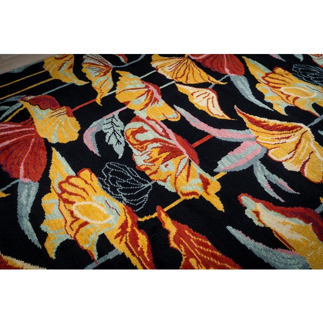 8x10 Black Art Nouveau Geometric Modern Hand Knotted Wool Carpet Rug For Sale - Image 4 of 6