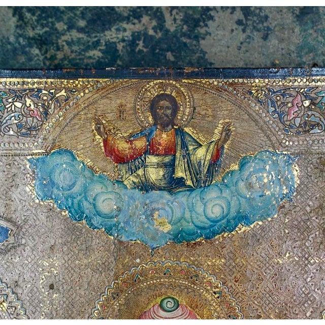 Religious Russian Icon 'Three Holy Hierarchs' Chosen Saints Wood Panel For Sale - Image 3 of 9