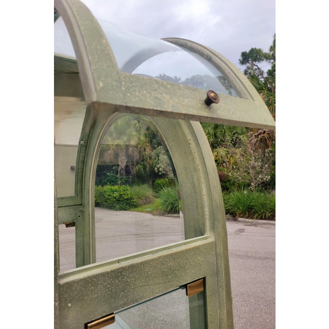 Rare Massive Vintage Serge Roche Carved Arched Glass 5 Shelf Palm Beach Regency Etagere China Cabinet For Sale - Image 10 of 14