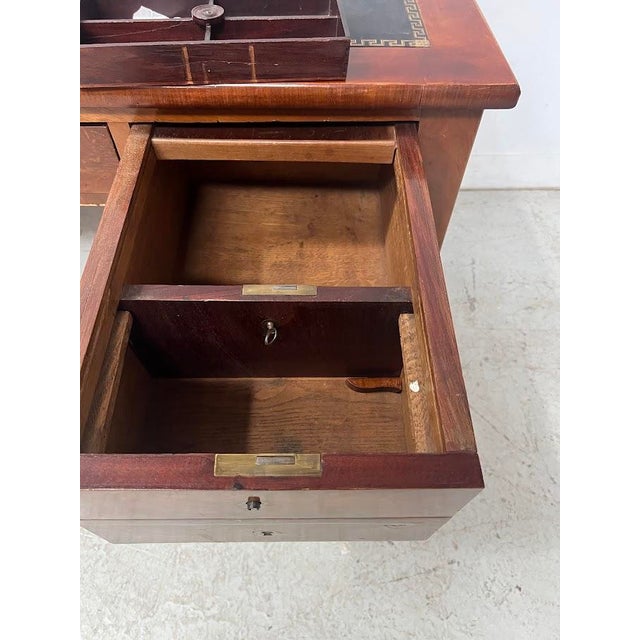 Louis XVI Style Flat Desk in Mahogany and Veneer, 19th Century For Sale - Image 3 of 15