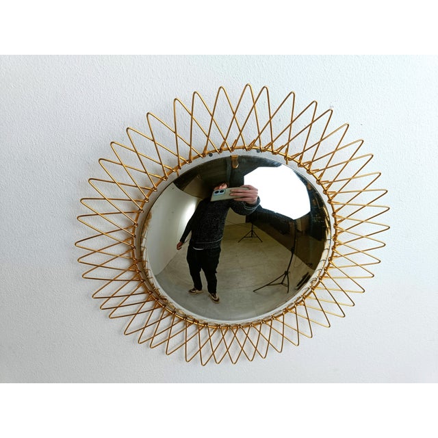 Vintage Bohemian Gilt Sunburst Mirror, 1960s For Sale - Image 9 of 11