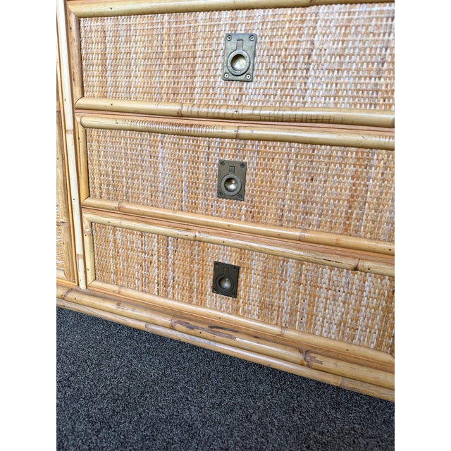 Bamboo Rattan and Brass Sideboard by Dal Vera, Italy, 1970s For Sale - Image 6 of 12