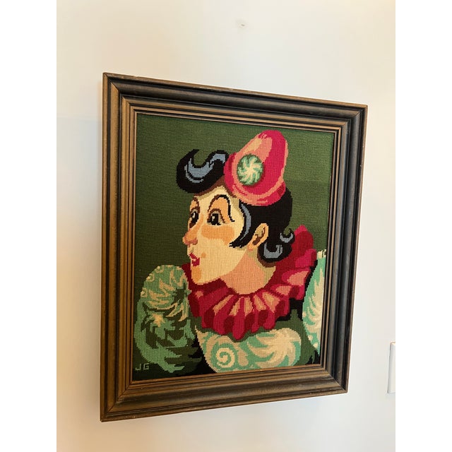 Mid-Century Modern French Jester or Clown Needlepoint Paris For Sale - Image 3 of 9