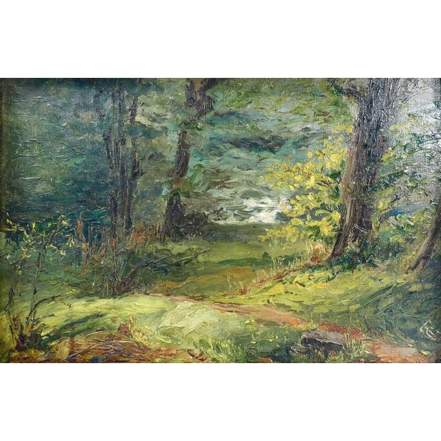 Oil painting on canvas woodland landscape, signed tc. Early twentieth century origin italy period early twentieth century...