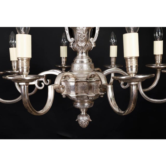 Antique English Silver-Plated Chandelier, 1920s For Sale - Image 11 of 16
