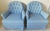 Mid-Century Modern Pair Blue Tufted Upholstered Swivel Rocker Lounge Chairs Usa For Sale - Image 3 of 14