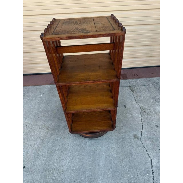 Antique Arts & Crafts Mission Oak Spinning Revolving Bookcase For Sale - Image 13 of 18