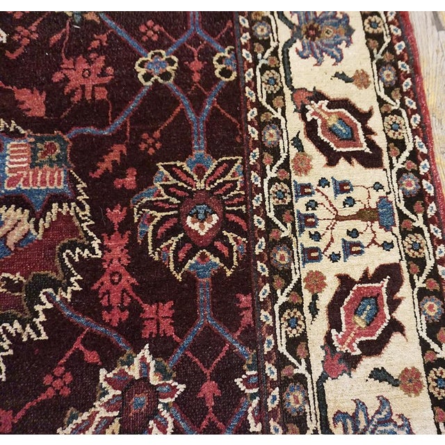 1880s Red Wine Foliate Antique N. Indian Agra Rug 4' X 7'7" Handknotted Wool Carpet For Sale - Image 4 of 6