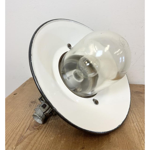 Grey Cast Aluminium Explosion Proof Lamp with Enameled Shade from Elektrosvit, 1970s For Sale - Image 15 of 18