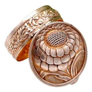 Silver Pill Box with Gilt Interior For Sale