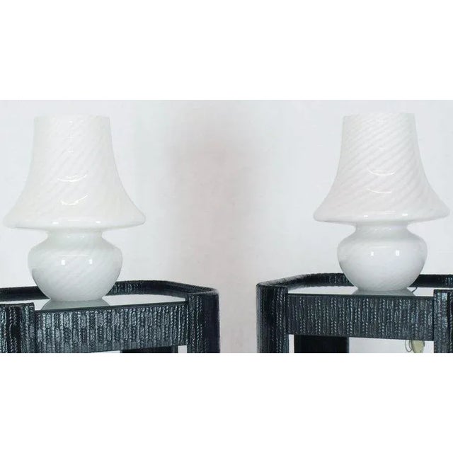 1970s Vintage Vetri Swirl Milk Murano Glass Mushroom Lamps- a Pair For Sale - Image 11 of 12