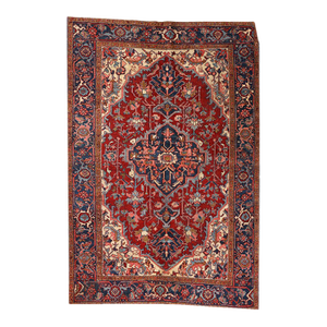 An Antique 4'-9" X 6'-11" Genuine Persian Heriz Circa 1920