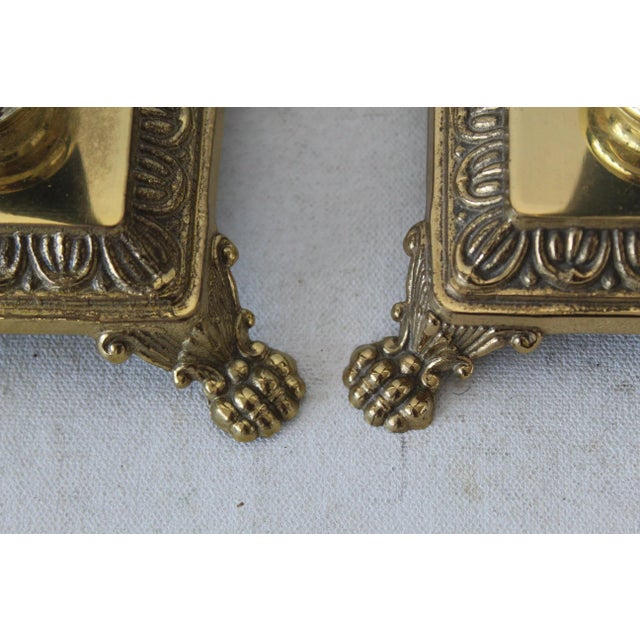 Frederick Cooper Style Brass Candlesticks Paw Footed Table Lamps Vintage Hollywood Regency-A Pair For Sale - Image 10 of 10