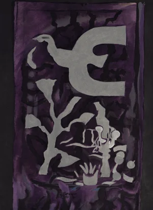 1964 Lithograph "Oiseau Mauve Et Blanc" by Georges Braque