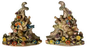 19th Century Dresden Porcelain Wall Lights, Germany, 1880s, Set of 2