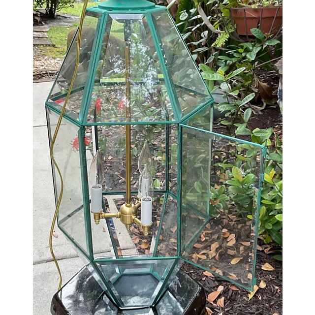 Vintage Hexagonal Hanging Lantern Solid Brass Foyer Pendant Light For Sale - Image 9 of 14