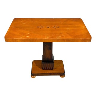 Swedish Art Deco, Inlaid Side Table, Stained Wood, Sweden, 1930s For Sale