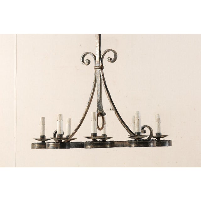 Vintage French Iron 8-Light Chandelier For Sale - Image 10 of 12