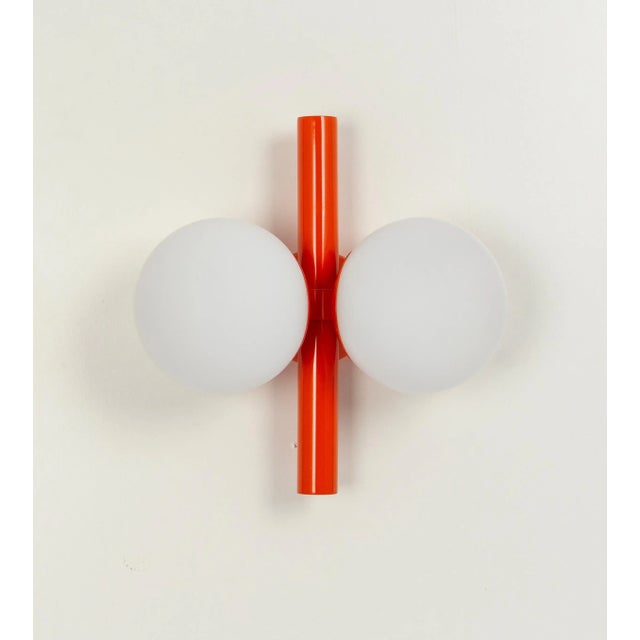 Mid-Century Orbital Wall Light in Orange attributed to Kaiser, Germany, 1970s For Sale - Image 3 of 11