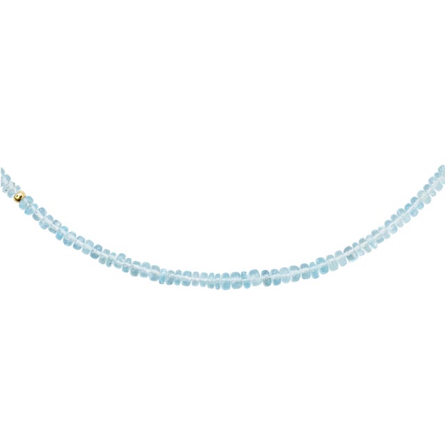 2020s Birthstone March Aquamarine Necklace 18k Gold For Sale - Image 5 of 7