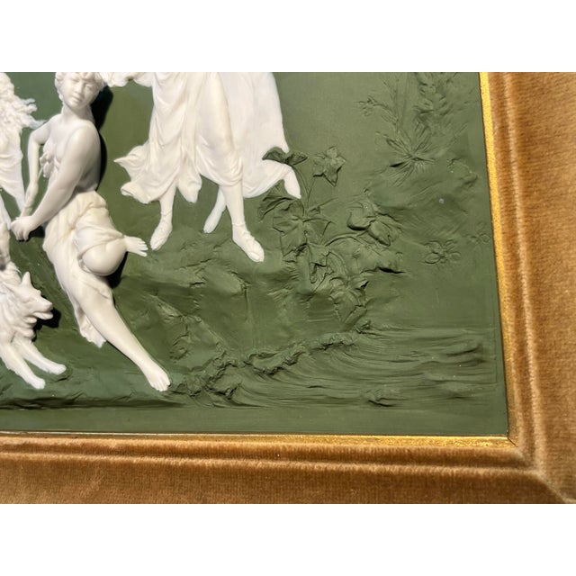 1900 - 1909 Rare 1900s Karl Ens, Germany Wall Hanging Bisque Porcelain Plaque Hunting Scene For Sale - Image 5 of 9