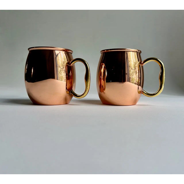Vintage Pair Copper Barrel Mugs With Brass Handles For Sale - Image 16 of 16