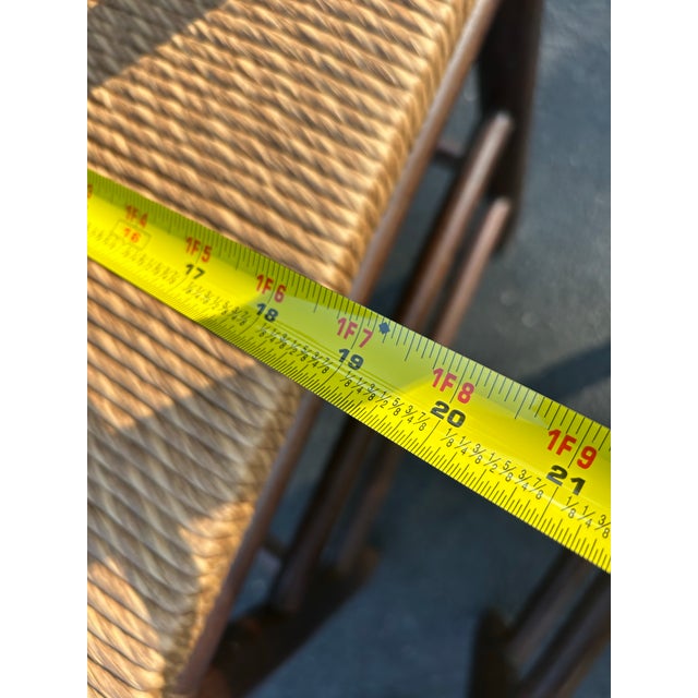 Set of 2 Vintage Dark Wood and Rush Seat Ladder Back Chairs For Sale - Image 9 of 10