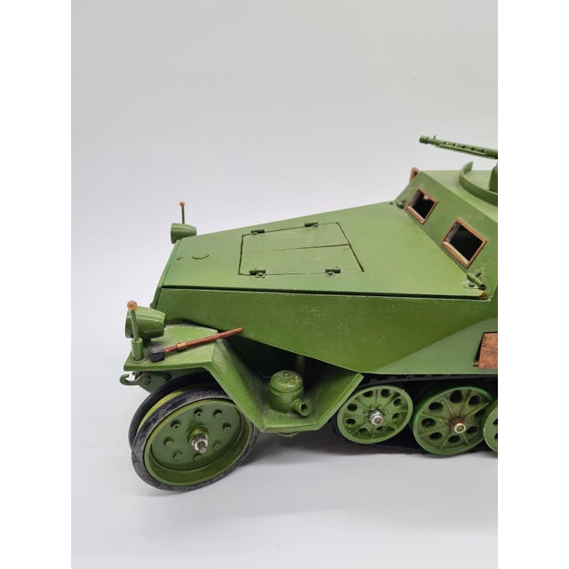 Model Sd.Kfz. 251 Carrier in Green Plywood and Metal, 1970s For Sale - Image 3 of 12