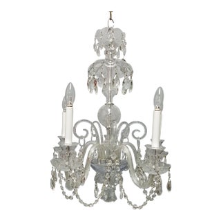 1920s Traditional Crystal 5 Arm Chandelier For Sale