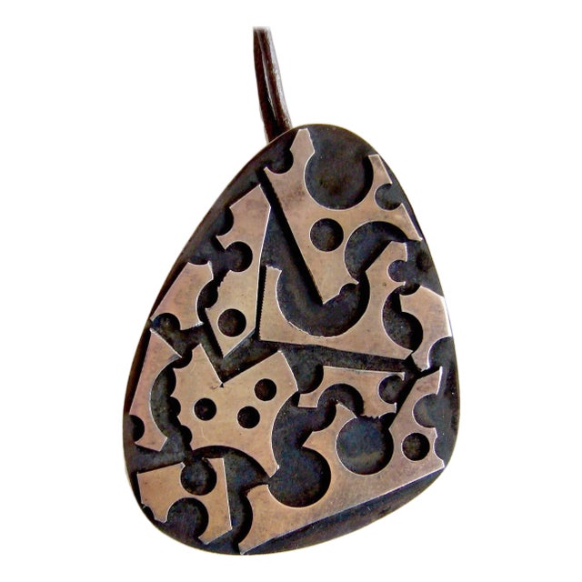 James Parker Sterling Silver San Diego Modernist Puzzle Pendant For Sale