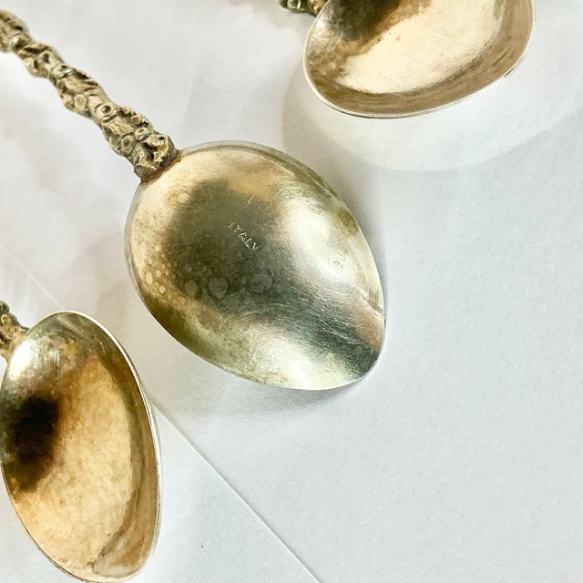 1920s Antique Italian Baroque Rocco Silverplate Dessert Spoons - Set of 10. For Sale - Image 10 of 12