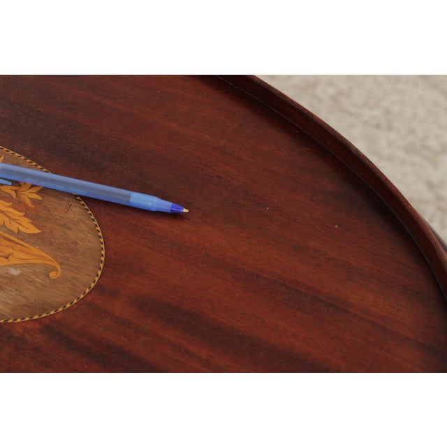 English Edwardian Inlaid Mahogany Oval Tray Table For Sale - Image 14 of 15