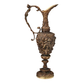 Bas-Relief Carved Bronze Jug For Sale