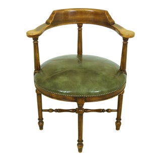 English Style Leather Seat Occasional Chair For Sale