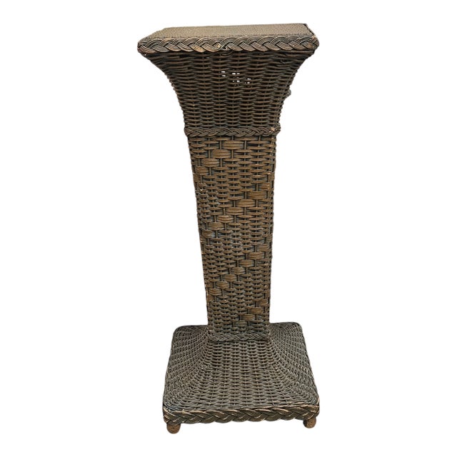 Antique Wicker Pedestal/Plant Stand For Sale - Image 4 of 4