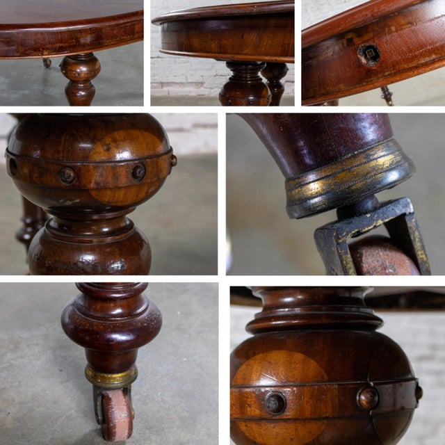 19th Century Antique William IV Style Mahogany Oval Dining Table W/Turned Legs & Casters For Sale - Image 11 of 17