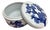 Late 20th Century Blue & White Floral Round Porcelain Box For Sale