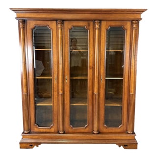 Late 20th Century Monumental 3-Door Library Bookcase With Columns For Sale