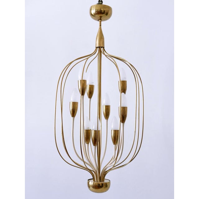 Mid-Century Modern Nine-Flamed Pendant Lamp, Germany, 1950s For Sale - Image 6 of 18