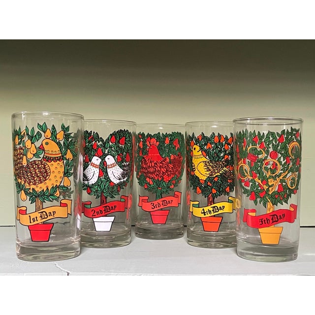 Mid-Century Modern Mid 20th Century 12 Days of Christmas Tumblers- Set of Twelve For Sale - Image 3 of 6
